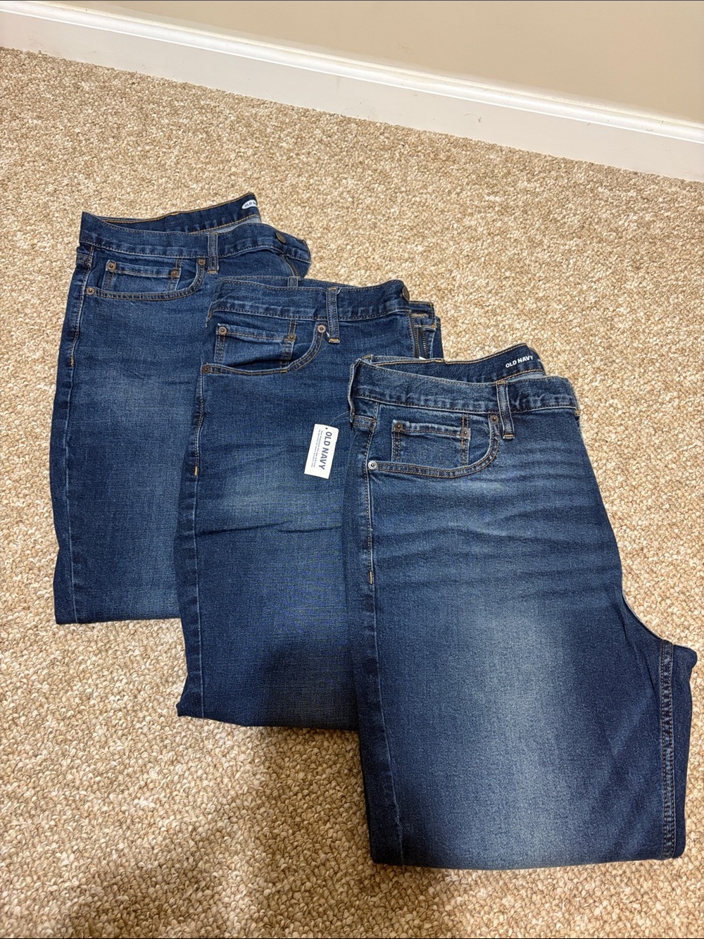 Lot of 3 Dark Wash OlD Navy Straight Leg Jeans